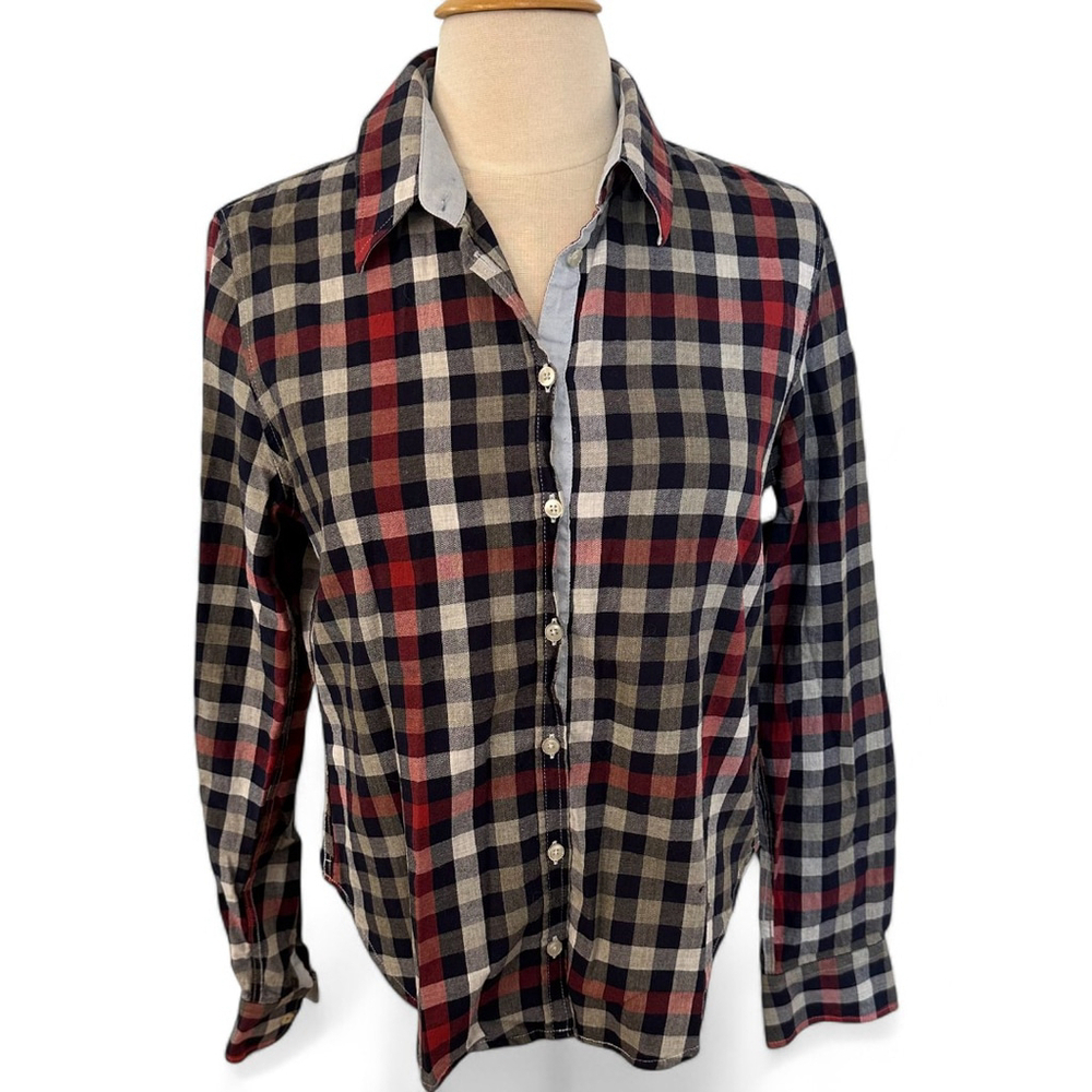 Women's Saint James Plaid Button-Up Shirt Size XS Multi-color